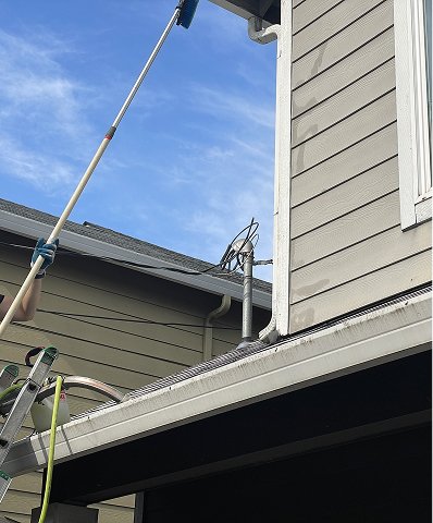 cleaning-outiside-gutter-moss-with-brush